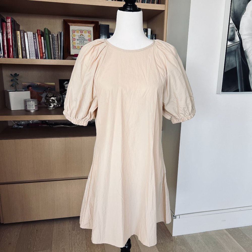 NWOT | Missguided | Puff Sleeve Smock Dress | Size 4 | Stone Coloured